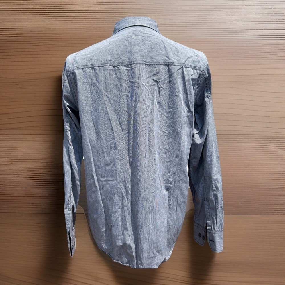 Howe Button Down Shirt Mens Large Midnight Blue Microstripe Raglan Modern Indie - Picture 3 of 6